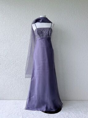 American Vintage Purple Strapless Maxi Dress with Sheer Stole